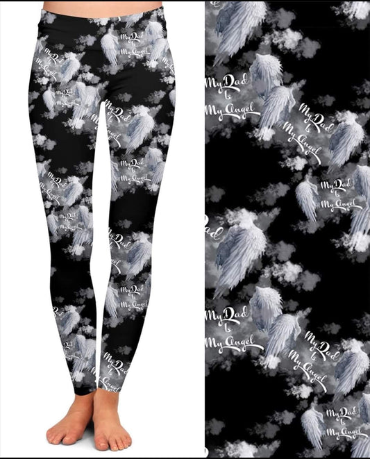 My Dad is my angel leggings capris joggers and loungers kids and adults