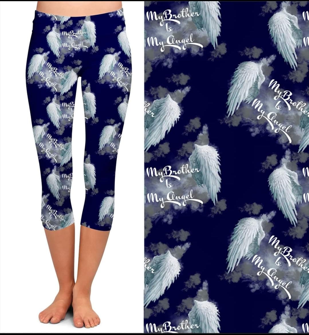 My Brother is my angel leggings capris joggers and loungers kids and adults