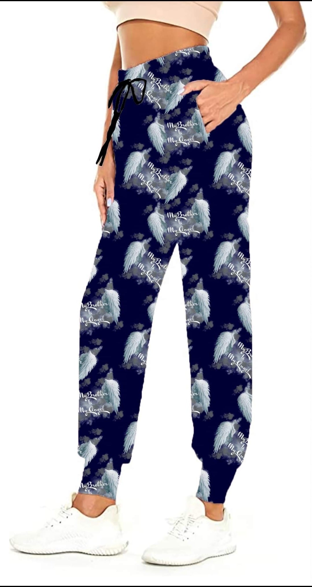 My Brother is my angel leggings capris joggers and loungers kids and adults