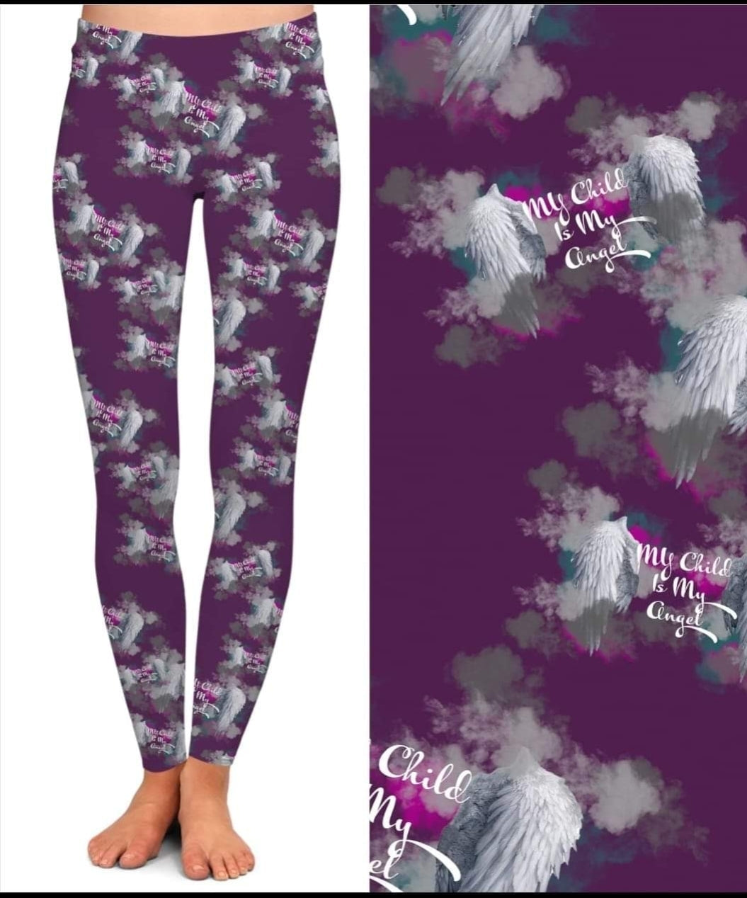 My Child is my angel leggings capris joggers and loungers kids and adults preorder #0707