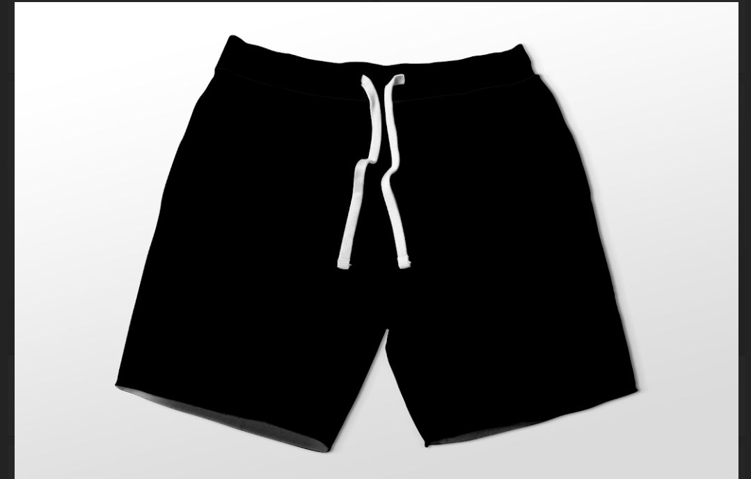 Solid black shorts with pockets 4" and 7" available