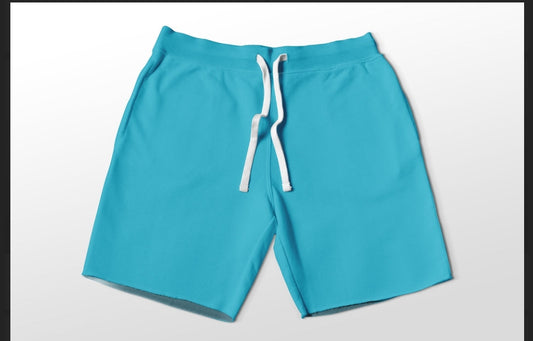 Solid aqua shorts with pockets 4" and 7" available