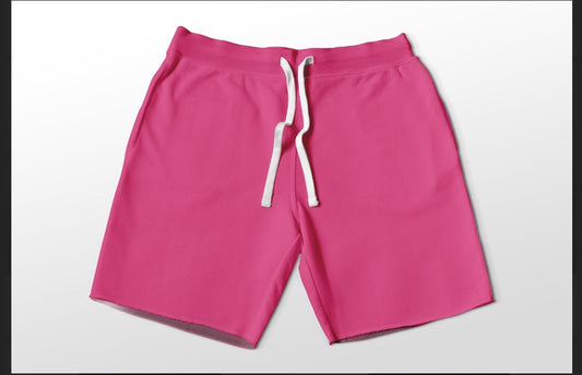 Solid bright pink shorts with pockets 4" and 7" available