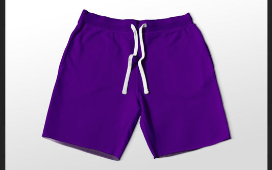 Solid purple shorts with pockets 4" and 7" available