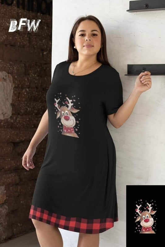 Reindeer dress with pockets xs-5x preorder #0905