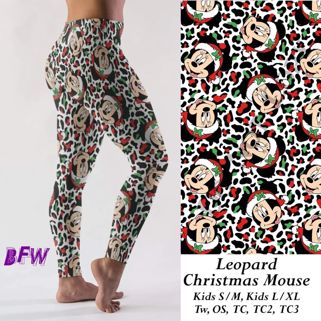 Christmas leopard mouse leggings, Capris, Full and Capri length loungers and joggers