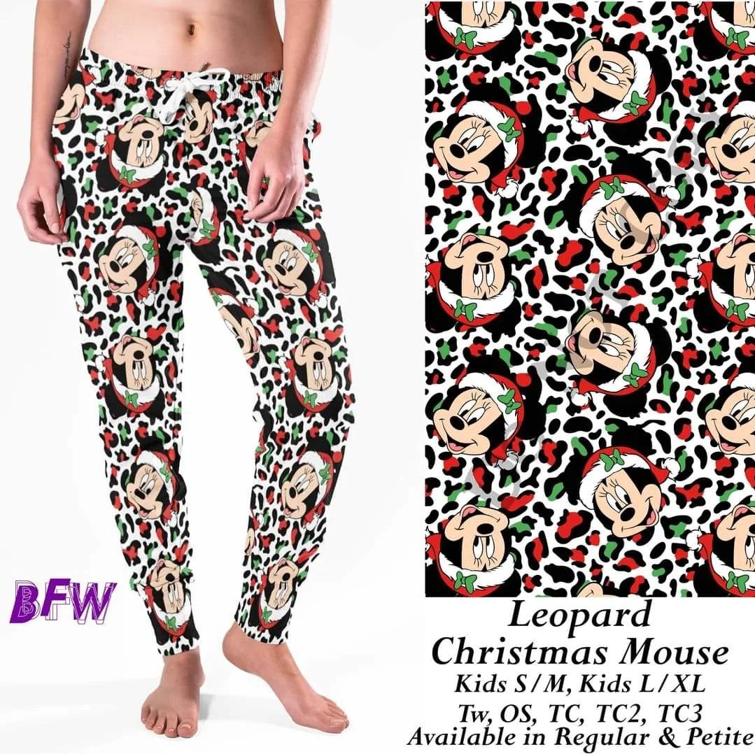 Christmas leopard mouse leggings, Capris, Full and Capri length loungers and joggers