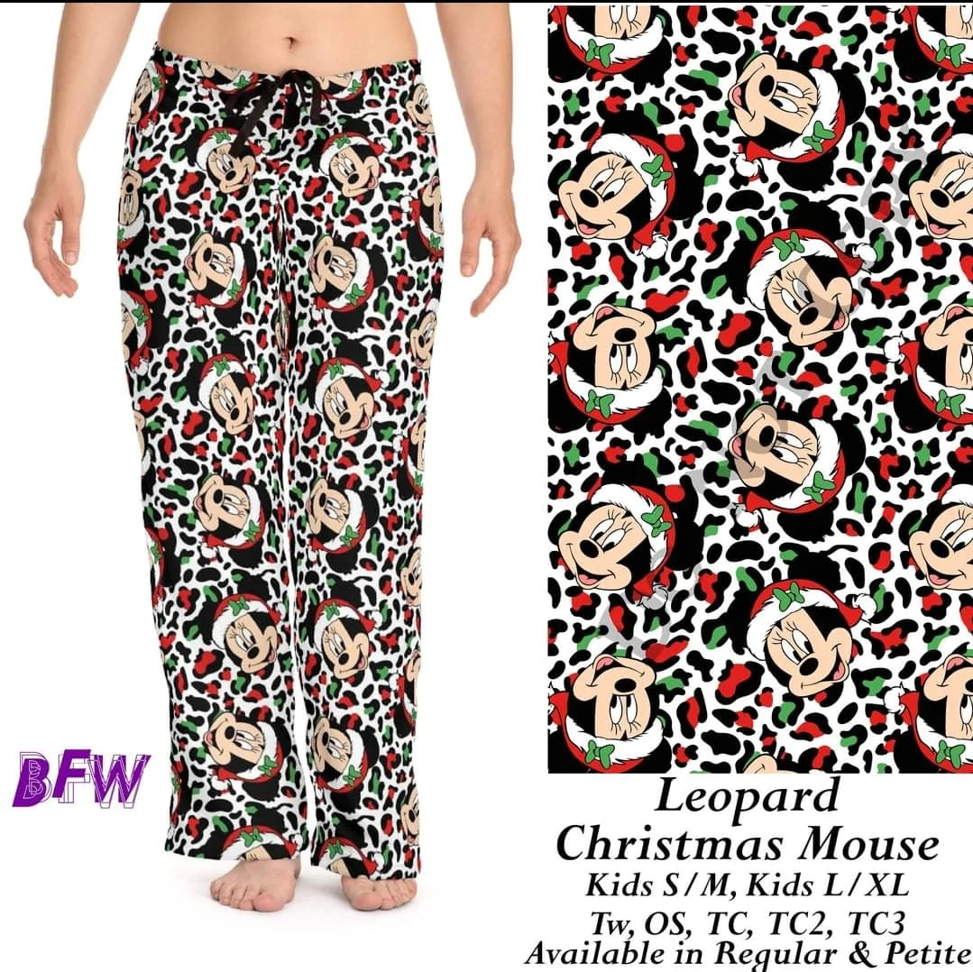 Christmas leopard mouse leggings, Capris, Full and Capri length loungers and joggers