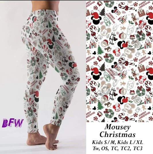 Mousey Christmas leggings, Capris, Full and Capri length loungers and joggers Preorder #0909