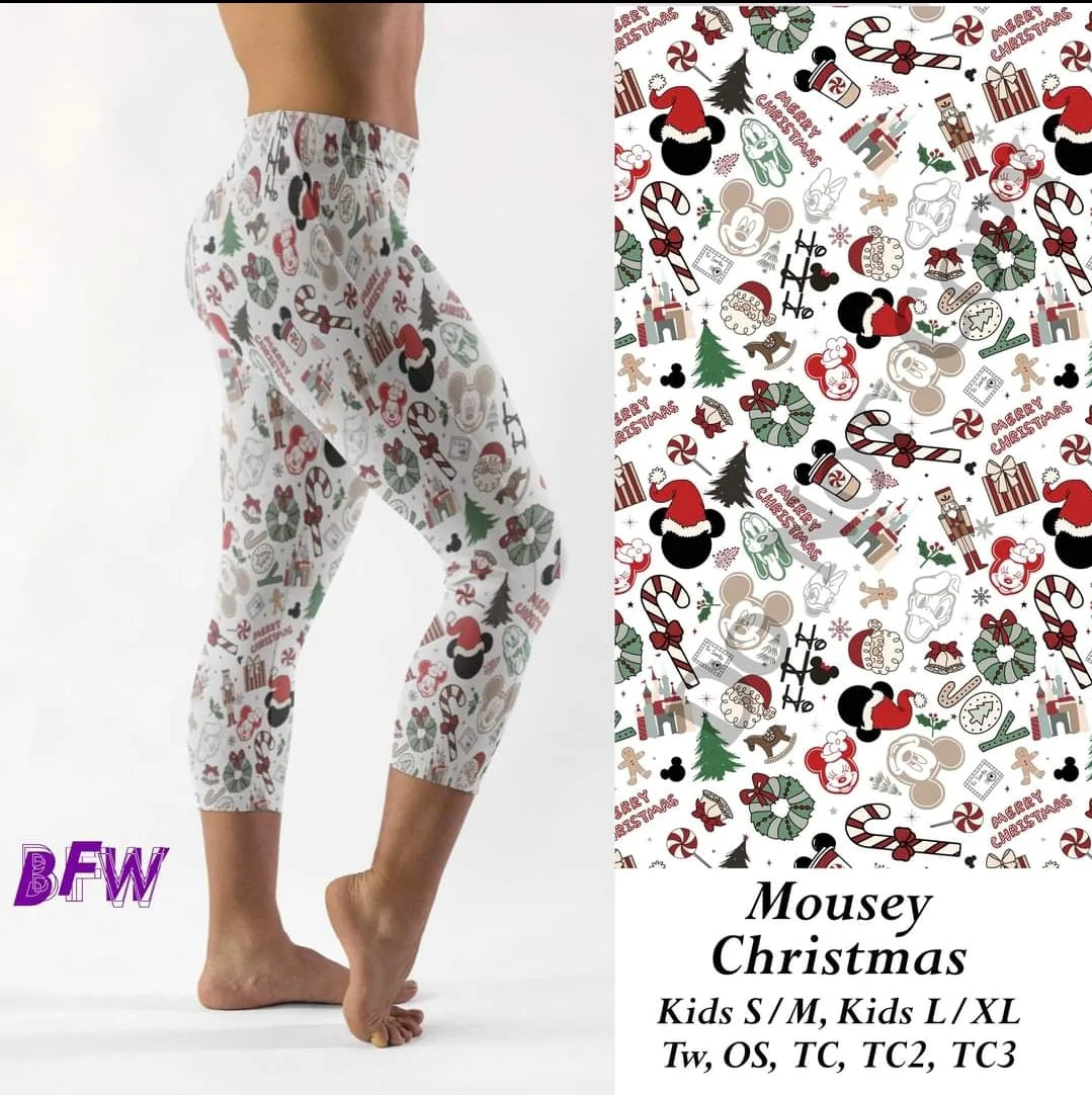 Mousey Christmas leggings, Capris, Full and Capri length loungers and joggers Preorder #0909