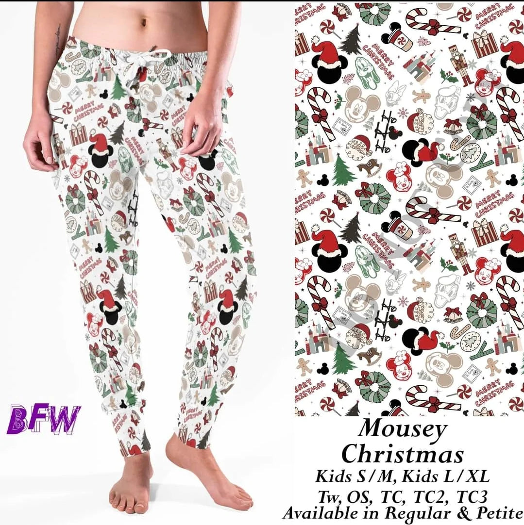 Mousey Christmas leggings, Capris, Full and Capri length loungers and joggers Preorder #0909