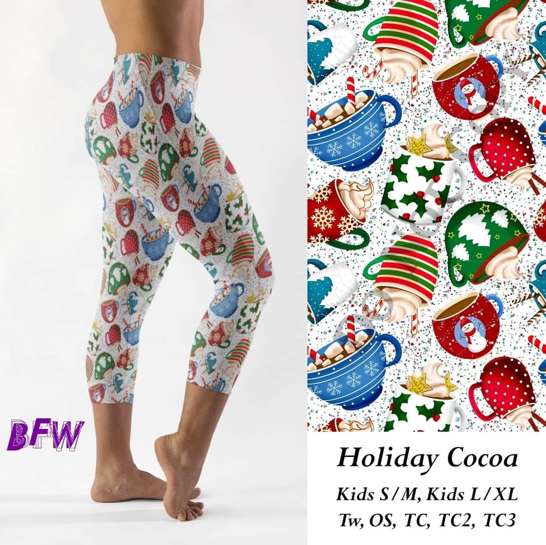 Holiday cocoa leggings, Capris, Full and Capri length loungers and joggers