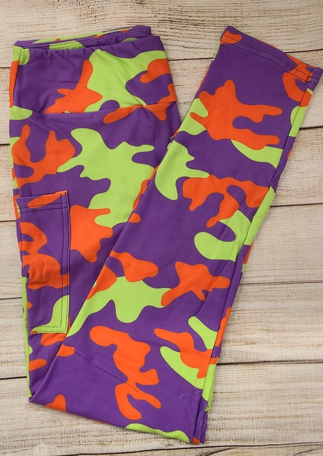 Purple/green/orange Camo Leggings, Capris, Lounge Pants and Joggers