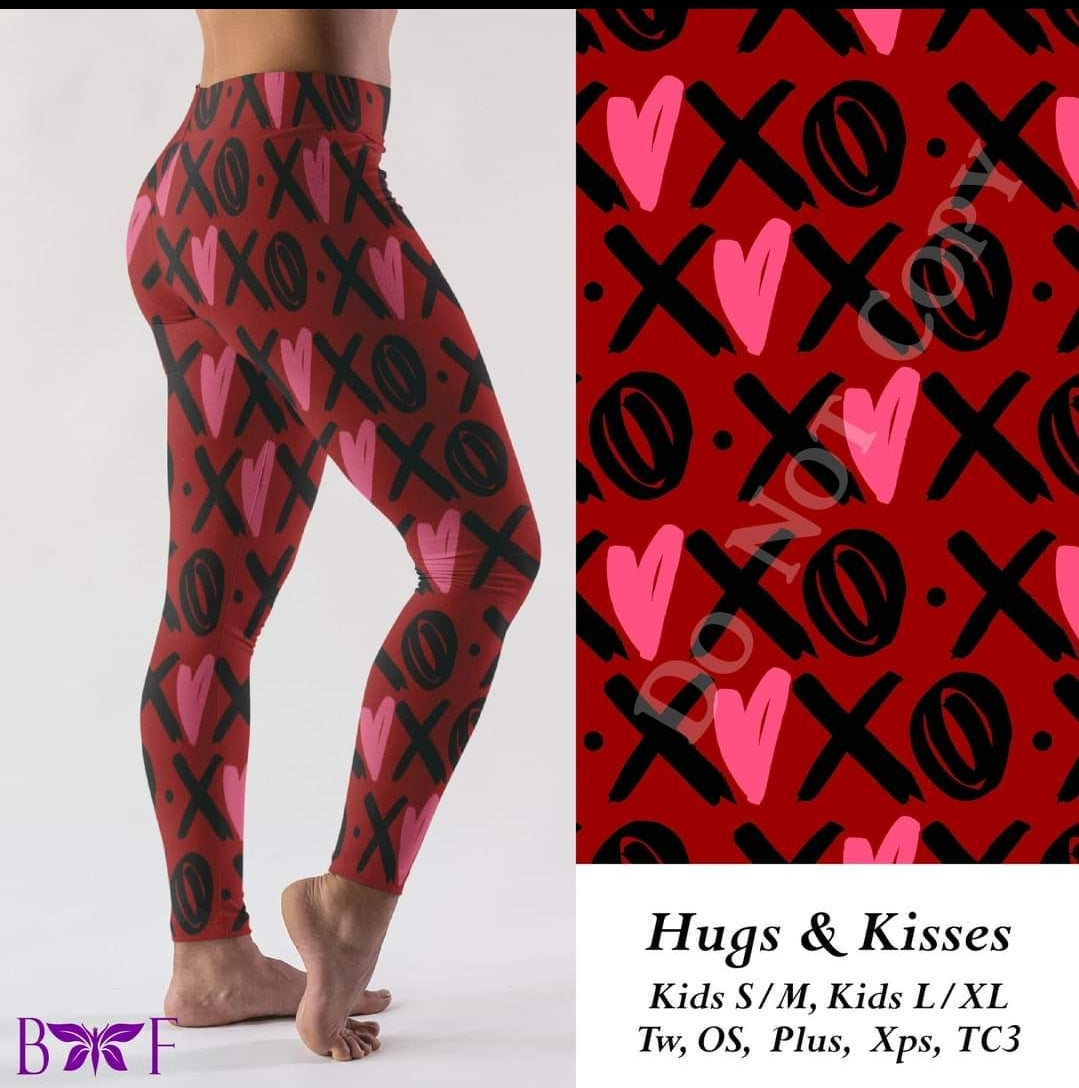 Hugs and Kisses leggings, Capris, Full and Capri length loungers and joggers Preorder #1222