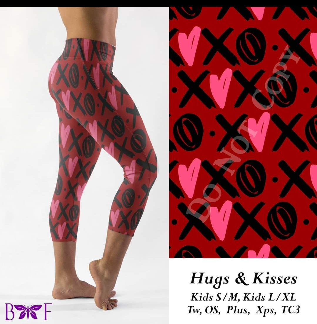 Hugs and Kisses leggings, Capris, Full and Capri length loungers and joggers Preorder #1222