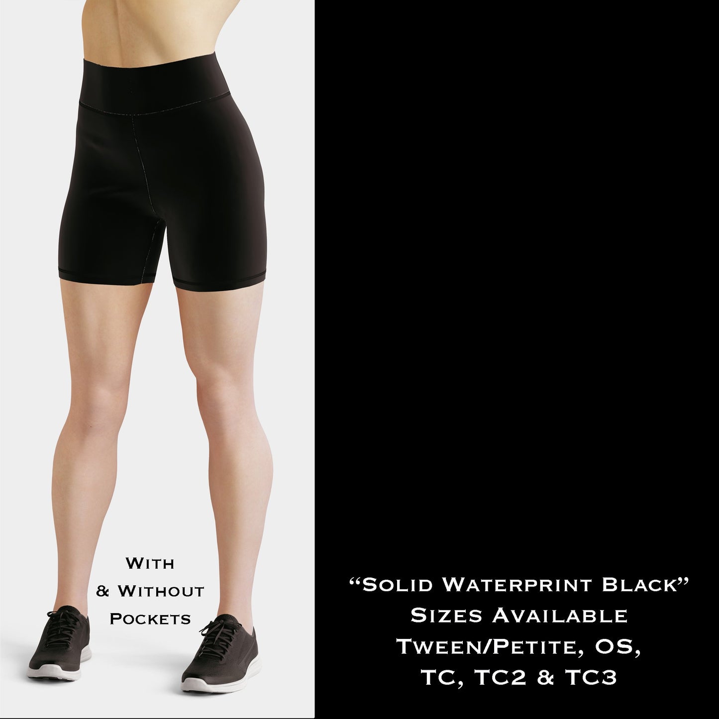 Solid BLACK Waterprint Yoga Shorts