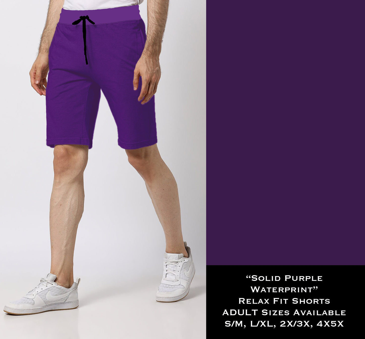 Solid PURPLE Relaxed Fit Shorts
