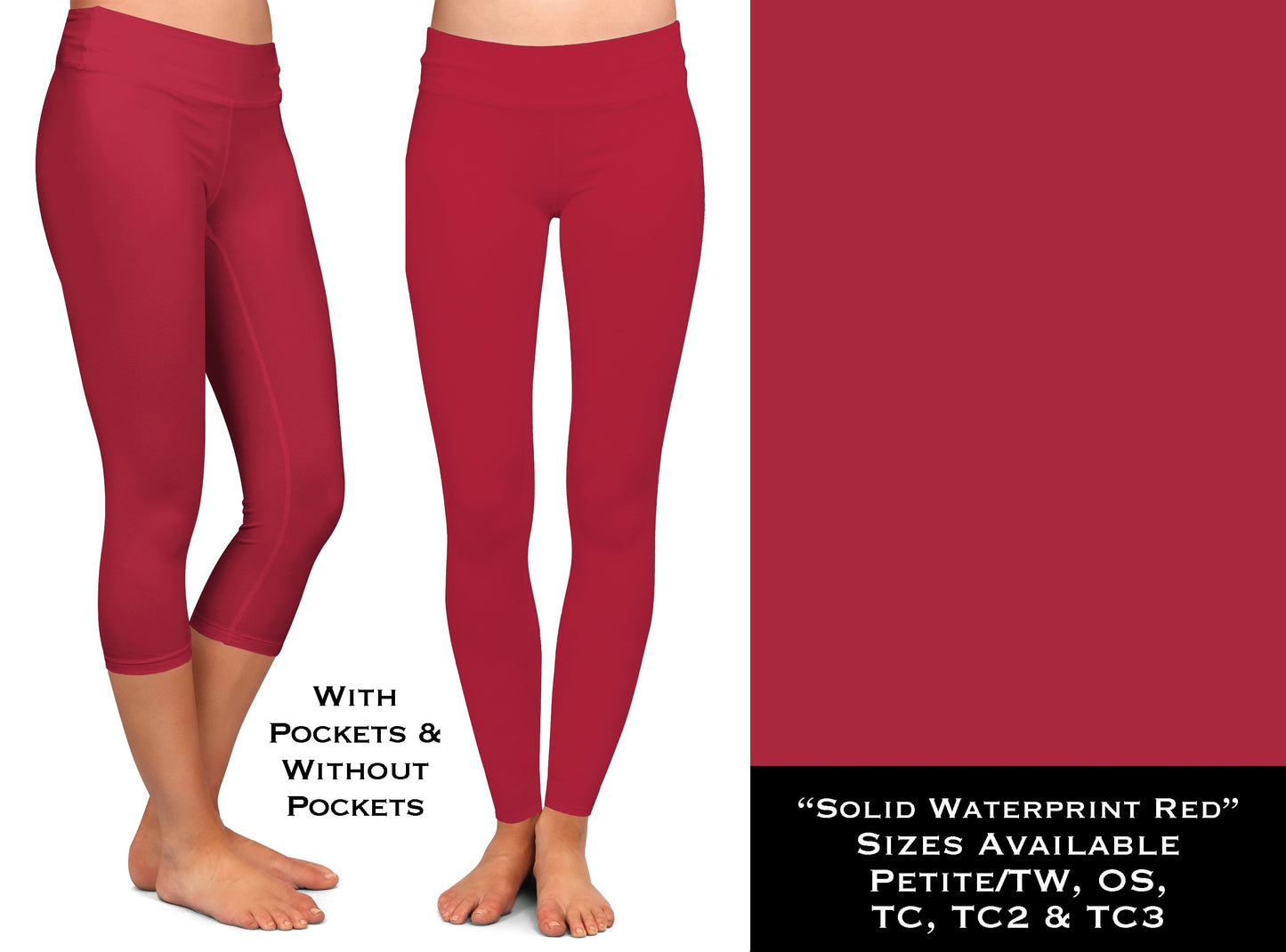 Solid RED Waterprint Full & Capri Leggings