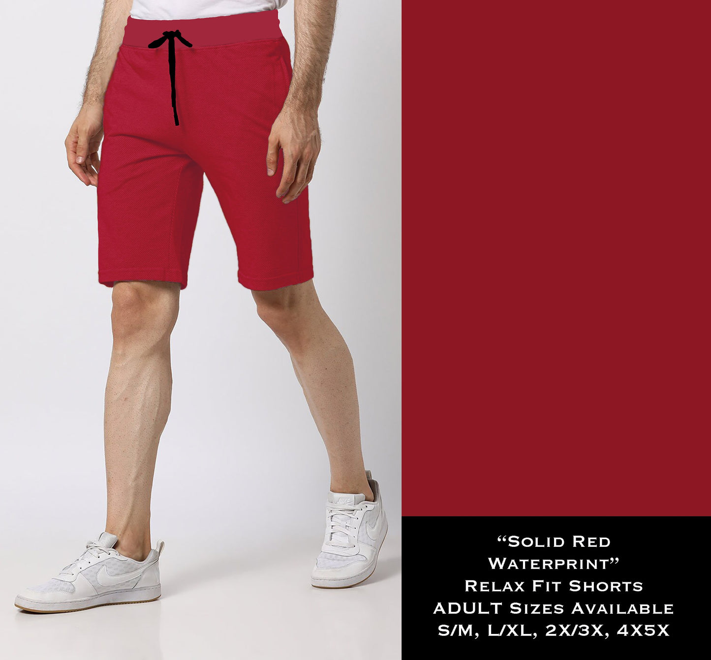 Solid RED Relaxed Fit Shorts