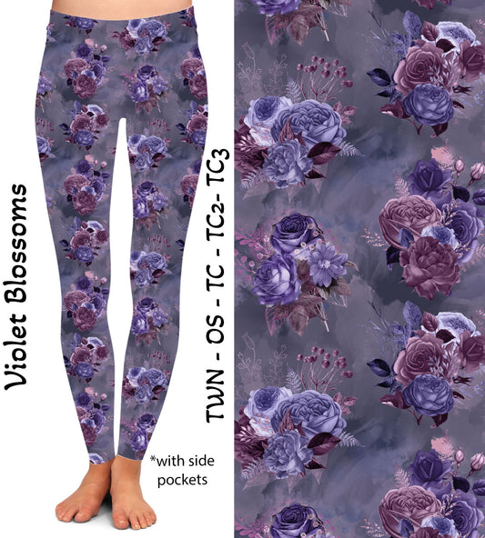 Violet Blossom Leggings & Capris with Pockets