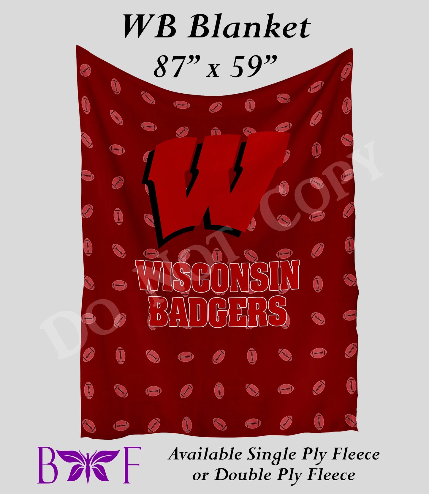 WB 59"x87" soft blanket also available with sherpa fleece