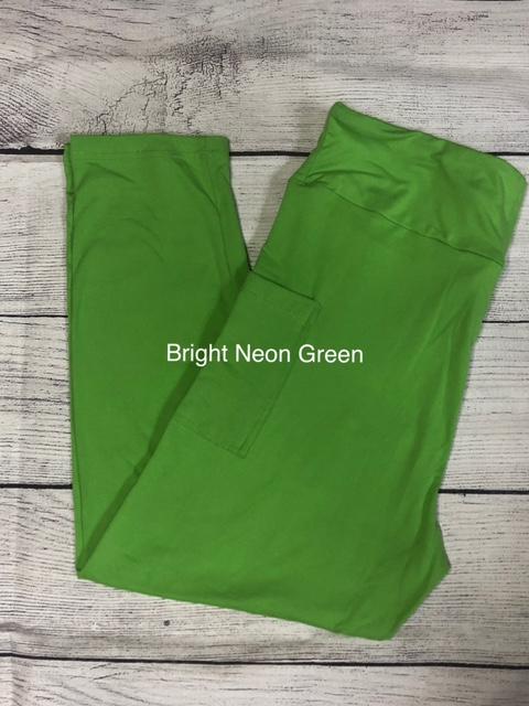 Bright Green with pockets capris and shorts