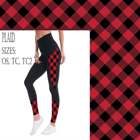 Red Plaid Side Pocket Leggings