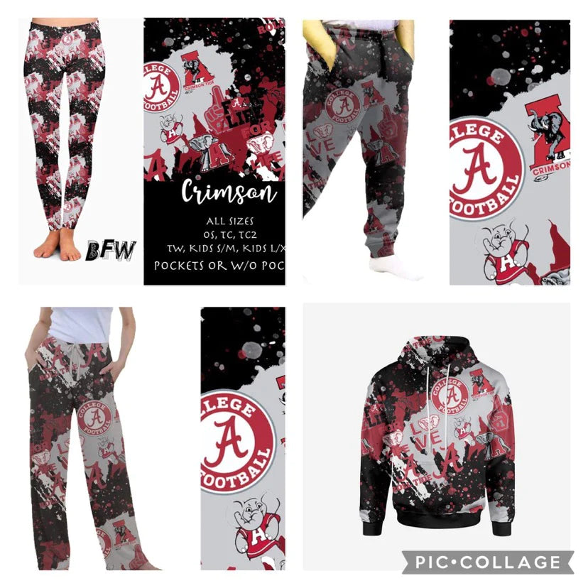 Crimson Leggings, lounge pants, joggers and hoodies