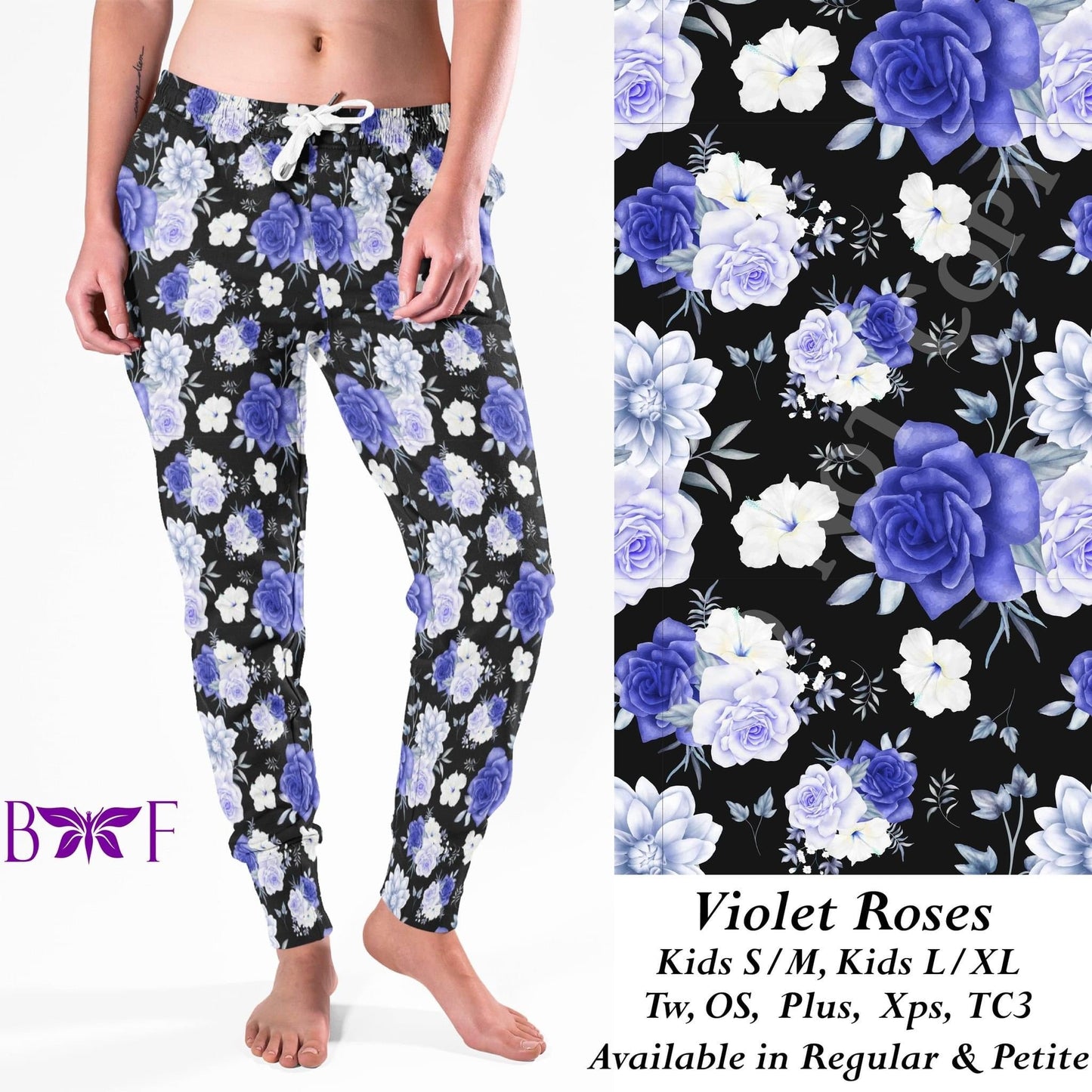 Violet Roses - Leggings, Capri, Full/Capri Length Loungers & Joggers