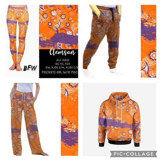 Clemson Leggings, lounge pants, joggers and hoodies