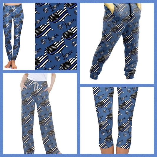 Blue Line Leggings, Capris, Lounge Pants and Joggers {PREORDER #0209}