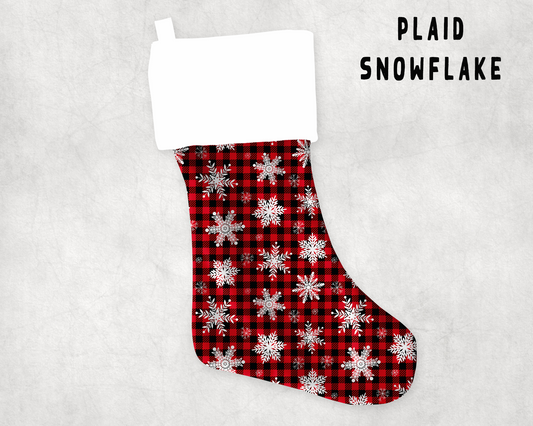 XMAS STOCKINGS-PLAID SNOWFLAKES