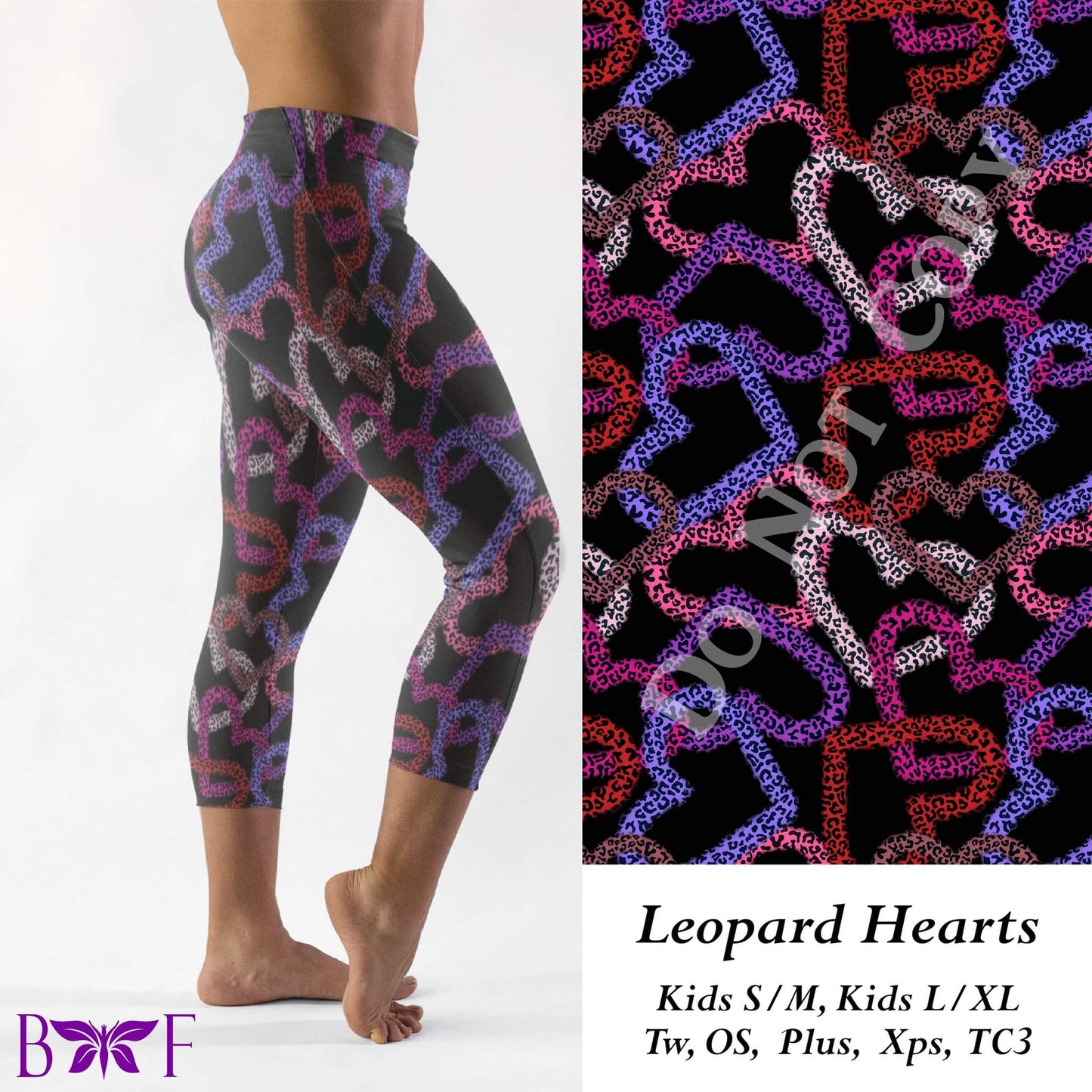 Leopard hearts capris with pockets